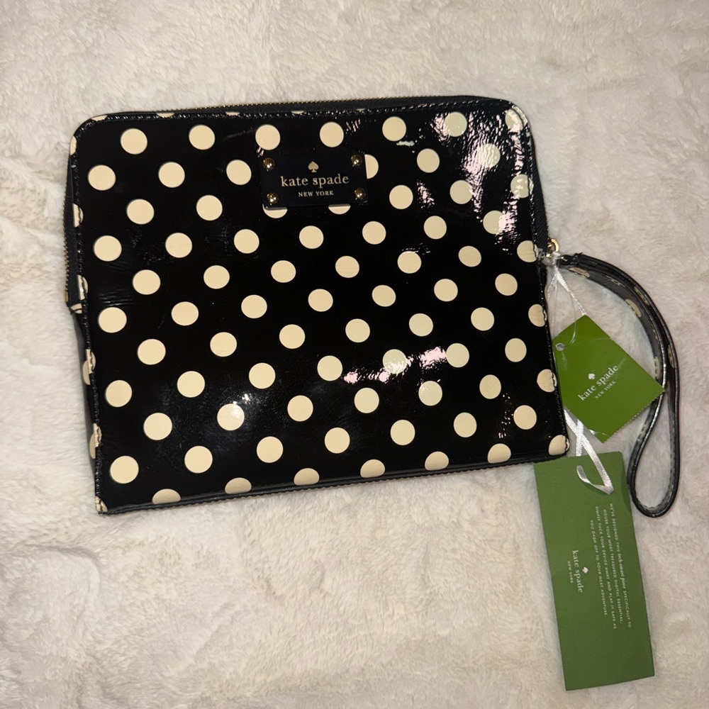 Kate Spade Black and Cream Polka Dot Clutch